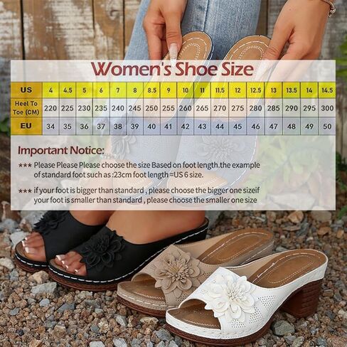 Women's Flower Chunky Heel Orthopedic Wedge Sandals Open Toe Slip On Platform Casual Walking Slides Dressy Boho Comfortable Beach Sandals in Saudi Arabia