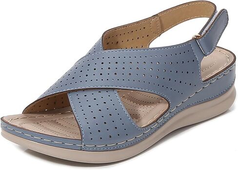 Women's Comfortable Dressy Flats Sandals Arch Support Wedge Sandals Open Toe Summer Walking Shoe in Kuwait