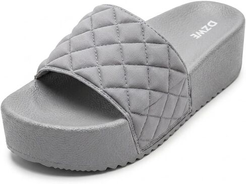 Platform Sandals Women Quilted Slide, Summer Sandals for Women Open Toe, Beach Sandals Cushioned Chunky Sole, Summer Shoes for Women Casual Wedge Style in Kuwait