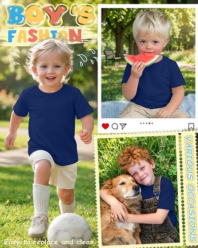 تي شيرت Yooo's Vivi للأطفال الصغار من القطن بأكمام قصيرة ورقبة دائرية تي شيرت صيفي غير رسمي للأطفال أساسي ناعم عادي 18M-5T in Kuwait