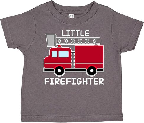 تي شيرت للأطفال الصغار بنص أبيض من Inktastic Red Fire Little Firefighter in Kuwait