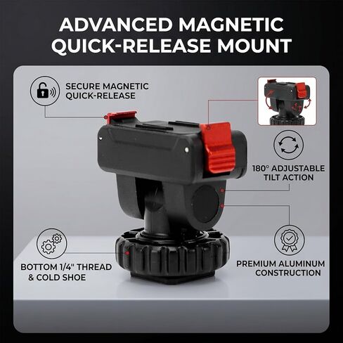 GOWENIC Magnetic Cold Shoe Adapter, Aluminum Alloy Mount with 180 Tilt Adjustment and Anti Slip Silicone Gasket, for Osmo 4 3 Mirrorless Camera Dual Screen Photography in Kuwait