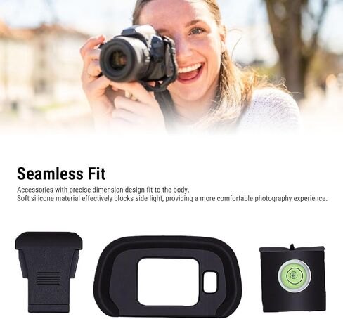 LICAEVEY Camera Eyecup Hot Shoe Cover Spirit Level Kit, Seamless Fit Soft Silicone Eyecup Anti Dust Protection with Built in Bubble Level for R7 Camera in Kuwait