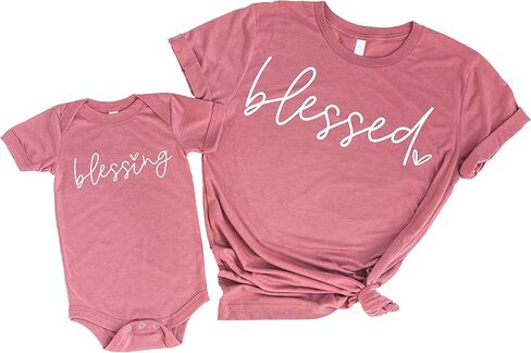 ملابس Olive Loves Apple Blessed & Blessing Mama وقميص صغير متطابق in Kuwait