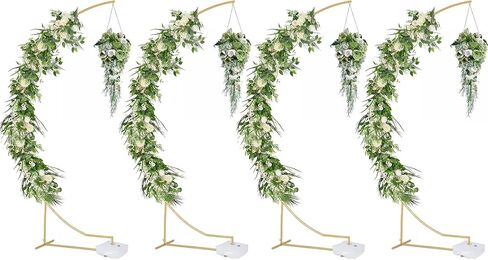 Vincidern 2pcs Half Moon Arch Backdrop Stand, 8.2ft Wedding Backdrop Stand, Metal Open Arch Backdrop Stand for Wedding, Bridal, Party, Event Decorations (Gold) in Kuwait