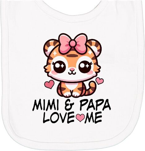inktastic Mimi and Papa Love Me Girls Grandchild Newborn Bib in Kuwait
