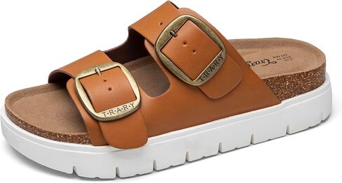 Trary Women’s Platform Sandals, Double Buckle Slides, Wedge Chunky Slides for Women, Cushioned Support Footbed, Non Slip Thick Sole, Adjustable Comfort Summer Sandals in Kuwait