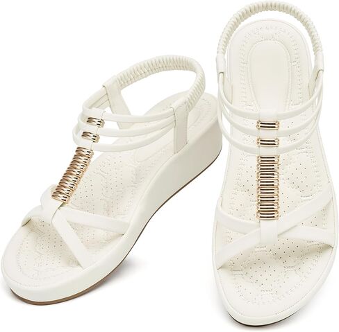 Alicegana Womens Wedge Sandals Platform: Comfortable Summer Gladiator Wedges - Non Slip & Cushioned 1.69" Heel for Dressy Casual Walking Sandals in Kuwait