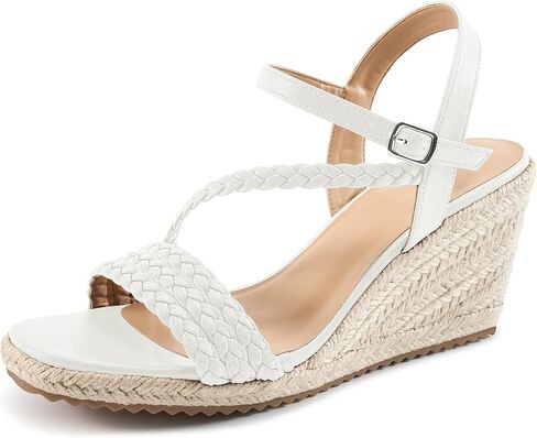 Womens Dressy Wedge Sandals: Cushioned Footbed & Stable Espadrille Wedge for All-Day Wear - Lightweight & Braided Upper for Confident Walking - Women 25-45 in Kuwait