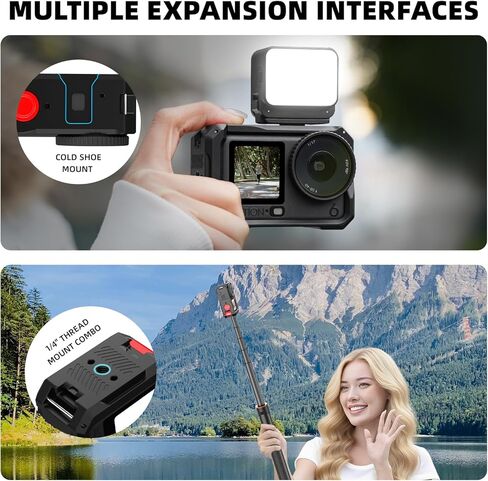 BRDRC Action 6 Camera Cage + Screen Protector+ Carrying Case (for Frame) Accessories Kit, Protective Metal Cage Portable PU Hard Bag Tempered Glass Lens Film for DJI Osmo Action 6 Protective Bundle in Kuwait