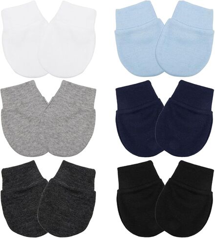 Baby Mittens No Scratch Infant Soft Cotton Gloves Elastic Wrist Gloves Newborn Mittens for 0-6 Months Boys Girls in Kuwait