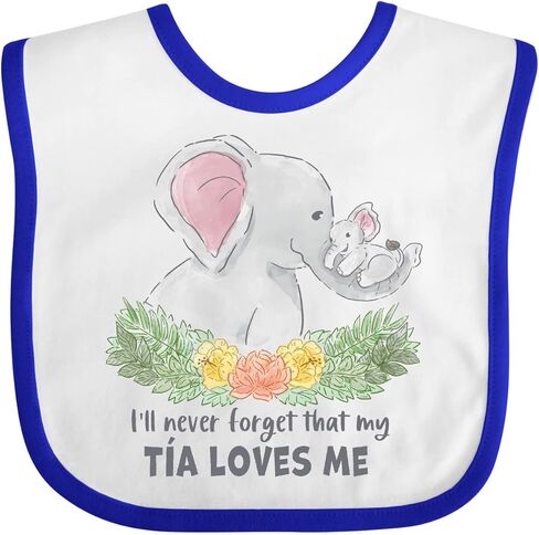inktastic I'll Never Forget That My Tia Loves Me Cute Elephants Baby Bib in Kuwait