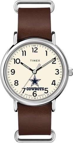 Timex Tribute Men's NFL Weekender 40mm Watch – Washington Commanders with Brown Genuine Leather Slip-Thru Strap in Saudi Arabia