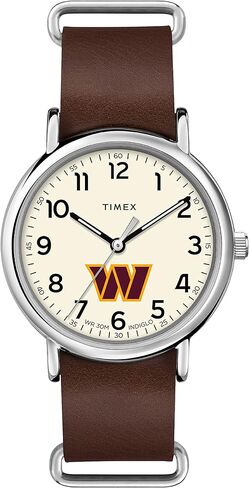 ساعة Timex Tribute للرجال من NFL Weekender 40 مم بسوار جلد من الكوارتز، بني، 20 ساعة عادية (الموديل: TWZFCOMMUYZ), واشنطن كومانديرز, حزام in Kuwait