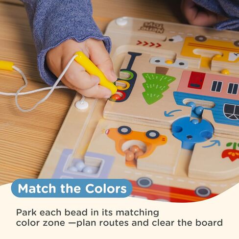 Nene Toys Magnetic Maze Board – Toddler Travel Toy 2+ – Montessori Busy Board Alternative – Bead Maze Puzzle with Tethered Stylus – Quiet Car/Plane Activity – Fine Motor Skills, Hand-Eye Coordination in Kuwait