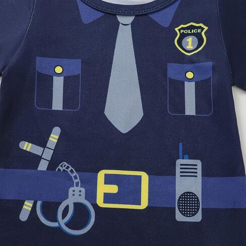 Baby Boy 1st Birthday Police Officer Outfit Infant First Birthday Outfit Boy Cop Romper Set with Hat in Saudi Arabia