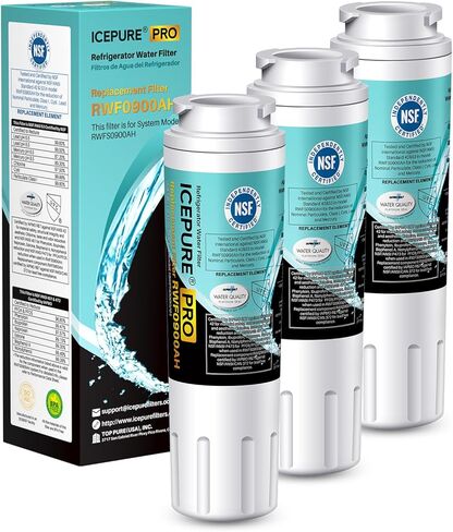 بديل معتمد من ICEPURE PLUS UKF8001 NSF53 لكل قطرة EDR4RXD1، فلتر ويرلبول 4، Maytag UKF8001AAXX-200، PUR، MPF15090، WF-UKF8001، WF295، Puriclean II، RFC0900A RWF0900A فلتر مياه الثلاجة، 3 عبوات in Kuwait
