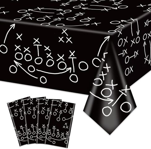 4 Pack Black Football Tablecloths, 51 x 86 inch Game Tactics Diagram Table Covers for Football Party Decorations Sports Games Decorations in Kuwait