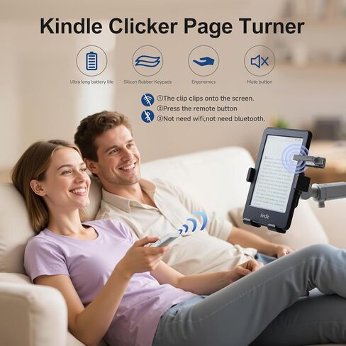 جهاز تحكم عن بعد لجهاز Kindle Paperwhite Oasis Kobo للقراءة الإلكترونية، متوافق مع قارئات وحافظات Kindle الإلكترونية، مثالي للكتب الإلكترونية، روايات قراءة النقر المريحة بجهاز التحكم عن بعد (أبيض) in Kuwait