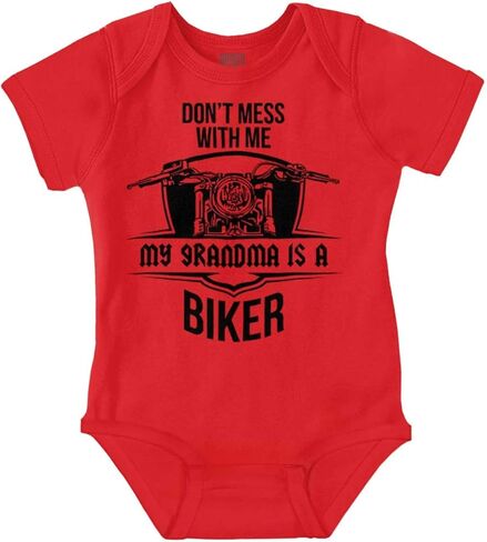Brisco Brands Don't Mess With Me Grandma is a Biker Baby Romper Boys or Girls in Kuwait