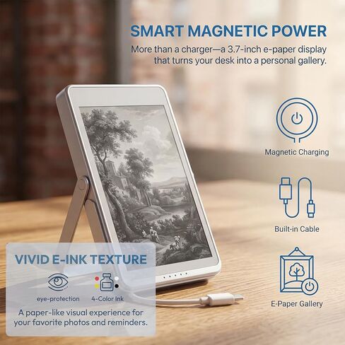 7.3" 6-Color E-Paper Picture Frame, Full Charge Works for Over 1-Year, APP Scheduled Switching, Wireless Digital Display with Walnut Finish for Desktop & Wall in Kuwait