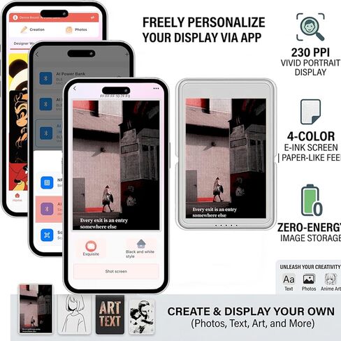 7.3" 6-Color E-Paper Picture Frame, Full Charge Works for Over 1-Year, APP Scheduled Switching, Wireless Digital Display with Walnut Finish for Desktop & Wall in Kuwait