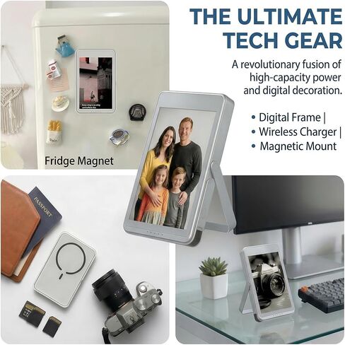 7.3" 6-Color E-Paper Picture Frame, Full Charge Works for Over 1-Year, APP Scheduled Switching, Wireless Digital Display with Walnut Finish for Desktop & Wall in Kuwait
