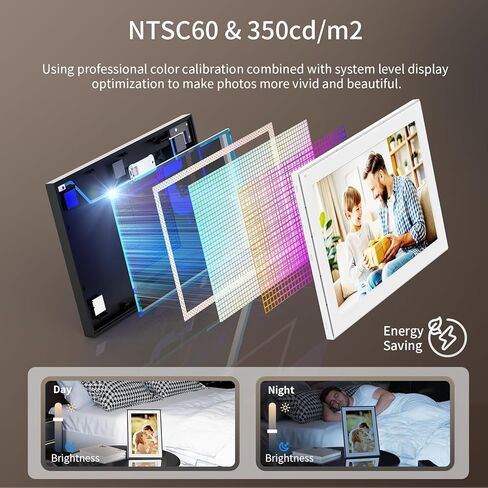 إطار صور رقمي 10.1 بوصة إطار صور رقمي واي فاي مع مساحة تخزين 64 جيجابايت، شاشة IPS تعمل باللمس، مشاركة فورية للتطبيقات، تدوير تلقائي، للآباء والعائلة in Kuwait