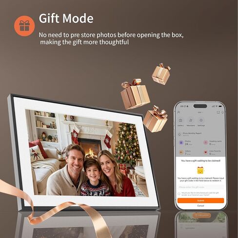إطار صور رقمي 10.1 بوصة إطار صور رقمي واي فاي مع مساحة تخزين 64 جيجابايت، شاشة IPS تعمل باللمس، مشاركة فورية للتطبيقات، تدوير تلقائي، للآباء والعائلة in Kuwait