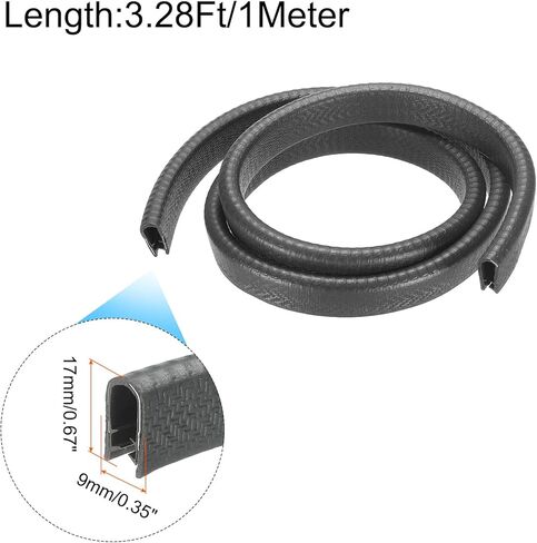 Edge Trim Black U Shape Edge Protector Rubber with Steel Clips Fits 5/32"-15/64" Edge 3.28Ft/1Meter Length Door Edge Guards in Kuwait