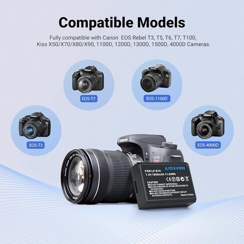 عبوتان من بطاريات بديلة LP-E10، شاحن USB مزدوج سريع لكاميرات Canon EOS Rebel T3، T5، T6، T7، T100، Kiss X50/X70/X80/X90، 1100D، 1200D، 1300D، 1500D، 4000D in Kuwait