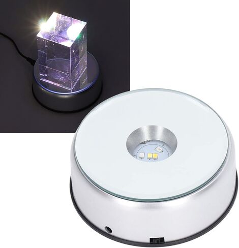 حامل شاشة دوار، مصابيح LED دوارة 360 درجة، قاعدة عرض LED فريدة لشحن USB لعروض منتجات التصوير الفوتوغرافي والمجوهرات والساعة (80 ثانية لكل دورة) in Kuwait