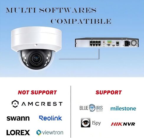 كاميرا Real HD 4K 8MP PoE IP Vandal Dome PoE IP خارجية، زاوية واسعة 2.8 مم 105 درجة Fov، رؤية ليلية 98 قدمًا، H.265، مقاومة للماء IP67، متوافقة مع NDAA in Kuwait
