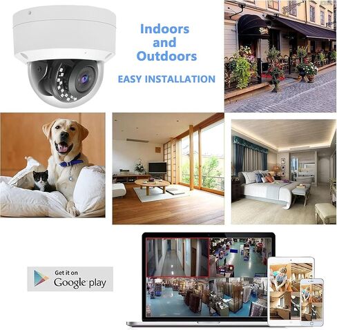 كاميرا Real HD 4K 8MP PoE IP Vandal Dome PoE IP خارجية، زاوية واسعة 2.8 مم 105 درجة Fov، رؤية ليلية 98 قدمًا، H.265، مقاومة للماء IP67، متوافقة مع NDAA in Kuwait