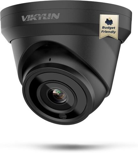 كاميرا VIKYLIN 8 ميجابكسل PoE IP خارجية، كاميرا برجية أمنية 4K PoE مع اكتشاف الإنسان/المركبة، عدسة 2.8 مم، رؤية ليلية 98 قدمًا EXIR 2.0، 4K@20 إطارًا في الثانية، ميكروفون مدمج، فتحة بطاقة 512 جيجابايت، قزحية زرقاء، متوافقة مع NDAA in Kuwait
