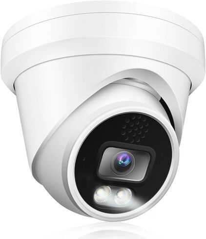 Real HD 8MP 4K PoE IP Full Color Night Vision Security Camera Outdoor, 2.8mm Wide Angle 105° FOV, H.265, Waterproof IP67, Metal Housing Turret Dome IP Camera, NDAA Compliant in Saudi Arabia