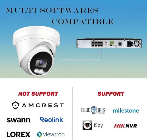 Real HD 8MP 4K PoE IP Full Color Night Vision Security Camera Outdoor, 2.8mm Wide Angle 105° FOV, H.265, Waterproof IP67, Metal Housing Turret Dome IP Camera, NDAA Compliant in Saudi Arabia