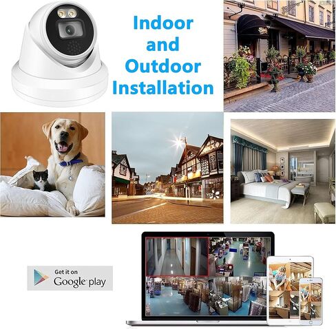 Real HD 8MP 4K PoE IP Full Color Night Vision Security Camera Outdoor, 2.8mm Wide Angle 105° FOV, H.265, Waterproof IP67, Metal Housing Turret Dome IP Camera, NDAA Compliant in Saudi Arabia