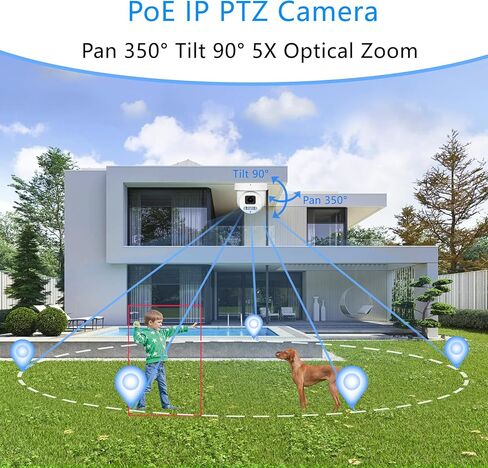 كاميرا Real HD 4K 8MP Mini PTZ Dome PoE IP في الهواء الطلق بزاوية 350 درجة إمالة 90 درجة 5X زووم بصري، رؤية ليلية بالألوان الكاملة 130 قدمًا، H.265، IP67، متوافق مع NDAA in Kuwait