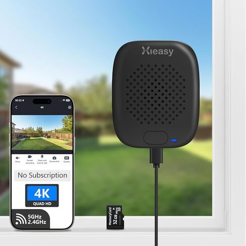 Hieasy 4K Window Security Camera for Home 5GHz&2.4GHz WiFi Color Night Vision 8MP Indoor Window Cam with AI Motion Detection 24/7 Recording, Includes 32GB SD Card,No Subscription Required (Black) in Kuwait