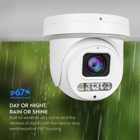 كاميرا Real HD 4K 8MP Mini PTZ Dome PoE IP في الهواء الطلق بزاوية 350 درجة إمالة 90 درجة 5X زووم بصري، رؤية ليلية بالألوان الكاملة 130 قدمًا، H.265، IP67، متوافق مع NDAA in Kuwait
