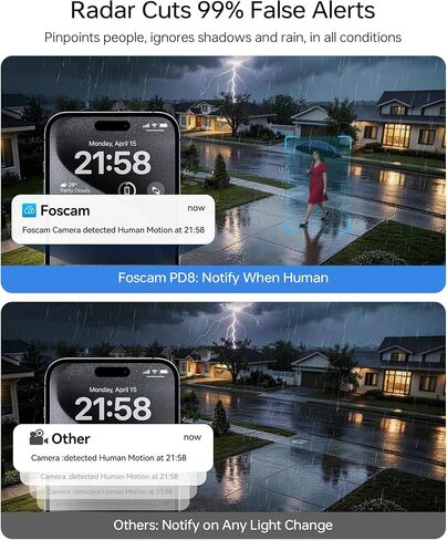 كاميرا أمان FOSCAM 4K خارجية، كاميرا WiFi كاملة الإحساس بالمساحة 360 درجة تتبع تلقائي للرادار، رؤية بدون نقطة عمياء، اكتشاف الإنسان/السيارة/الحركة/الصوت، رؤية ليلية ملونة، IP66 متوافق مع Alexa in Kuwait