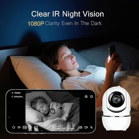 1080P Indoor Pan/Tilt Wired Security Camera, Kids & Pet Monitor, Motion Detection & Tracking, 2-Way Audio, Night Vision, 360° WiFi Cameras for Home Security Camera Local Storage or Optional Cloud in Kuwait