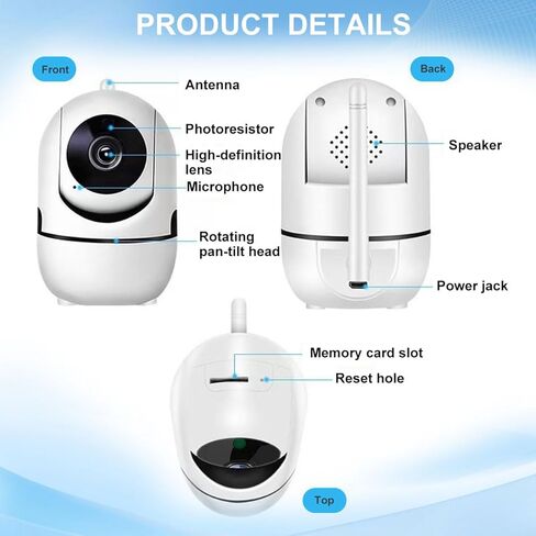 1080P Indoor Pan/Tilt Wired Security Camera, Kids & Pet Monitor, Motion Detection & Tracking, 2-Way Audio, Night Vision, 360° WiFi Cameras for Home Security Camera Local Storage or Optional Cloud in Kuwait