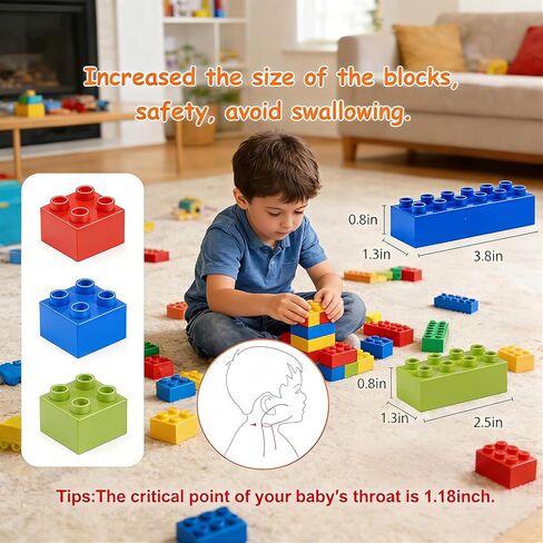 Building Blocks Set for Kids with Baseplate Big Building Bricks 101Pcs Classic Bulk Sensory Toy for Kids Toddlers Boys Girls 15 Random Colors Birthday Gift Compatible with Lego All Major Brand in Saudi Arabia