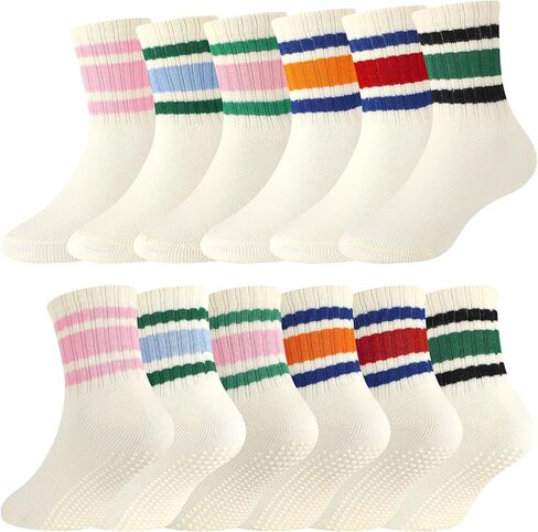 6 Pairs Baby Crew Socks Toddler Grip Non Slip Cotton Socks Baby Boys Girls in Saudi Arabia