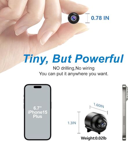 Ultra Mini WiFi Camera,Tiniest-Sized,HD4K Video Recording Live Feed,No Need Wifi Camera,Nanny Cam,Invisible Design,Baby Monitor Pet Monitoring with Color Night Vision,Motion Detection,Loop Record in Kuwait