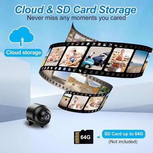Ultra Mini WiFi Camera,Tiniest-Sized,HD4K Video Recording Live Feed,No Need Wifi Camera,Nanny Cam,Invisible Design,Baby Monitor Pet Monitoring with Color Night Vision,Motion Detection,Loop Record in Kuwait