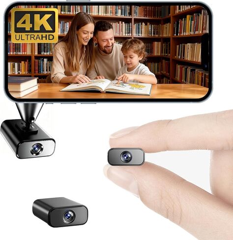 4KHD Wireless Wifi Ultra Mini Battery Camera-Compact-Pocket-Sized-Tiny Security Cameras,No Need Wifi Camera with Night Vision & Motion Detection,Nanny Cam for Home,Office,Baby Monitor,Pet Monitoring in Kuwait