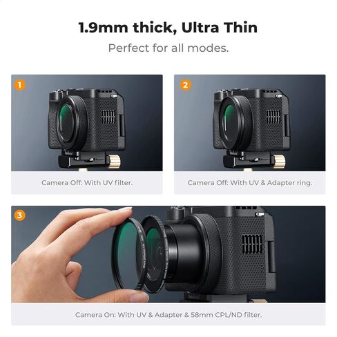 مجموعة حلقات محول وفلتر حماية MCUV من K&F CONCEPT متوافقة مع Canon PowerShot V1، 18 طلاء متعدد الطبقات، للفيديو ومدونة الفيديو والتصوير الفوتوغرافي (سلسلة K) in Kuwait
